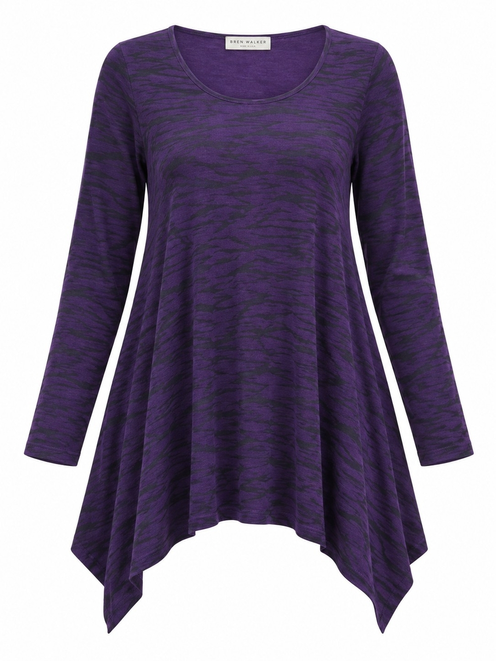 BRYN WALKER | Chester Huckleberry Black Asymmetric Lagenlook Tunic Top | Est M L